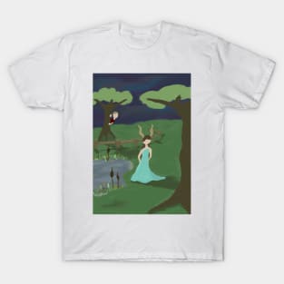 Fantasy girl being watched by boy love story T-Shirt